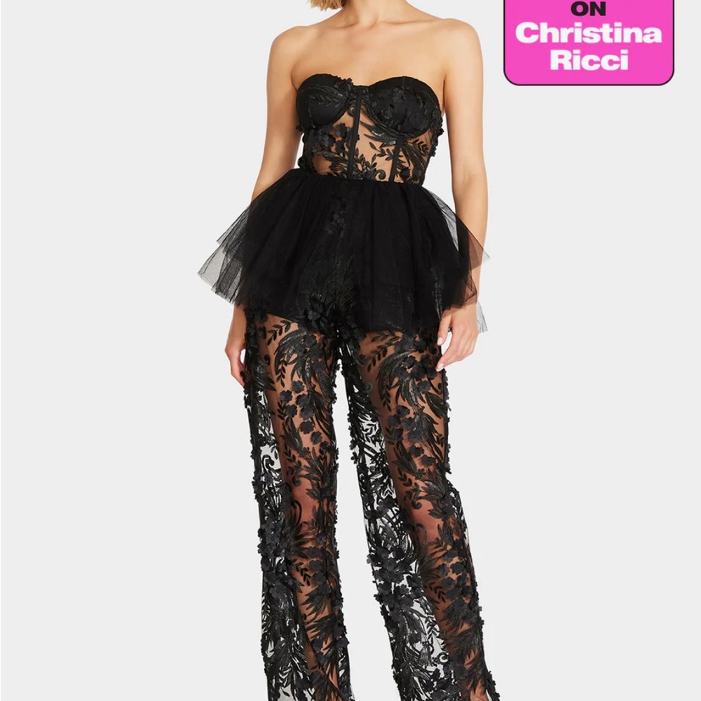 Betsey Johnson Black Lace Strapless Jumpsuit